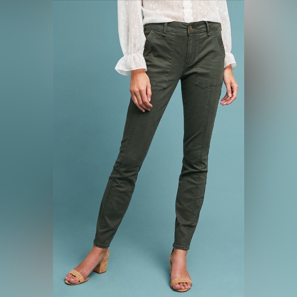 Anthropologie Jefferson Slim Utility Pants in Holly (Army Green) - Size 27